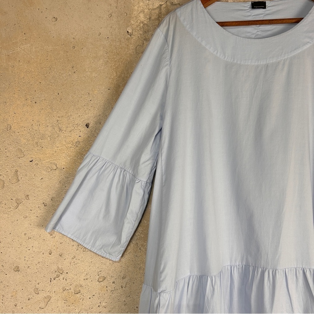 Aequamente light blue tiered long sleeve knee length babydoll dress large - Picture 4 of 8